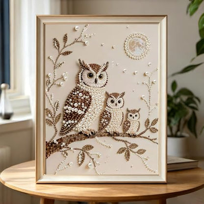 Owls Pearl Diamond Painting Kits for Adults,3D Special Shape Diamond Art - color: PL11-1