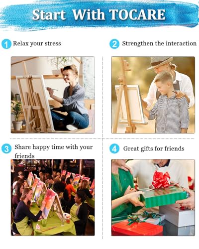 TOCARE Mediterranean Paint by Numbers Kit for Adults Beginner, Greece Paint by Number Canvas Kit, Acrylic Adults' Paint-by-Number Kits Landscape 16x20inch (Without Framed) - color: TC-OPC-358