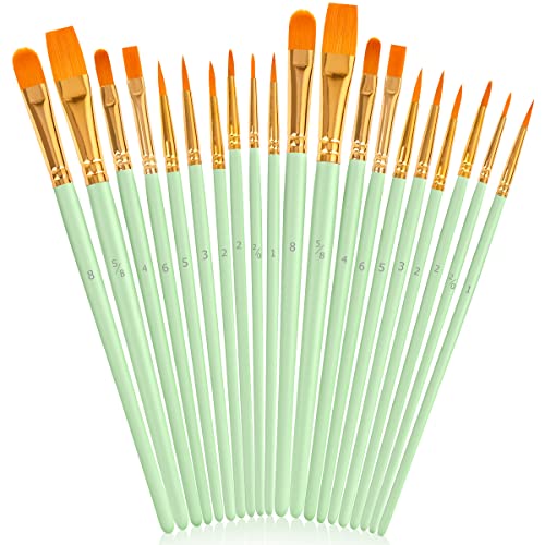 Soucolor Watercolor Paint Brushes Set, 40 Pcs Pointed Tip Painting Supplies | Acrylic Painting Oil Watercolor Halloween Pumpkin Ceramic Crafts Supplies Rock Body Face Nail Art, Mint Green - color: Mint Green, size: 40-Pack