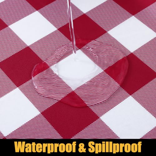 Smiry 4 Foot Picnic Table Cloth, Flannel Backed Fitted Vinyl tablecloths | Waterproof Elastic Rectangle Tablecloth ,Buffalo Plaid Table Covers for Dining, Camping (Burgundy and white, 24" x 48") - color: Burgundy and White, size: 48" x 24" (Rectangular)