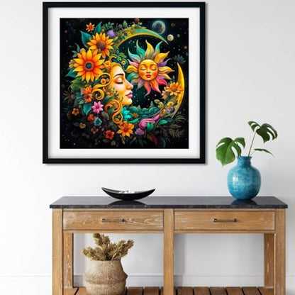 Sun and Moon Diamond Art Painting Kits for Adults - Round Full Drill Diamond Dots Paintings for Beginners, 5D Paint with Diamonds Pictures Gem Art Painting Kits DIY Crafts Project Kits 14x14inch - color: sun and moon