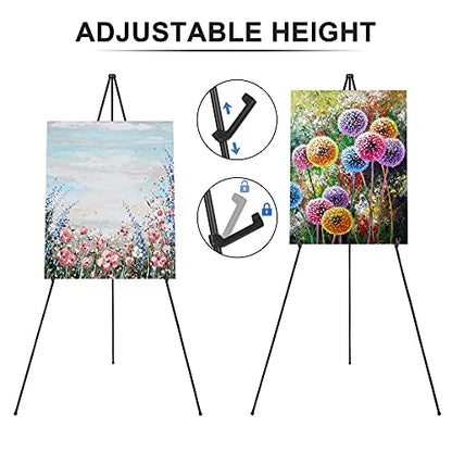 Easel Stand for Sign 63'' Art Easels for Display Wedding Welcome Poster Stand Portable Floor Metal Easel Black 3 Pack - style: Black 3 Pack