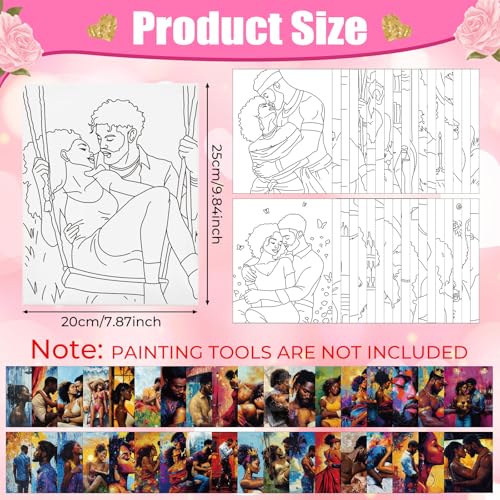 Harloon 36 Pcs 8 x 10 Inch Pre Drawn Canvas for Painting Afro Queen Pre Stretched Canvas Painting for Adults Sip and Paint Party Supplies Favor - style: Sexy Couples