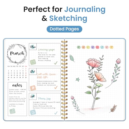 Taja Dotted Spiral Journal Notebook for Women & Men, 140 Pages, Dotted Notebook for Journaling & Note Taking, Journals for Writing, A5(5.7" x 7.9") – Blue - color: D.Blue, style: b-Dotted