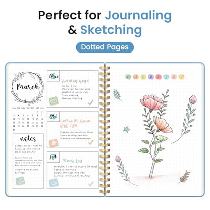 Taja Dotted Spiral Journal Notebook for Women & Men, 140 Pages, Dotted Notebook for Journaling & Note Taking, Journals for Writing, A5(5.7" x 7.9") – Blue - color: D.Blue, style: b-Dotted
