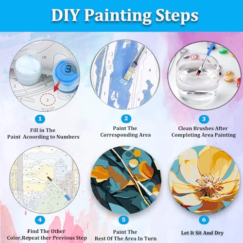Artunion Framed Paint by Numbers Kit for Adults Beginners & Kids Ages 8-12,Yellow Flower Paint by Number with Frame,Floral Abstract Paint by Numbers Kit on Canvas 10 * 10 Inch Without Easel - color: ZXT-240-F