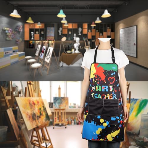 MBMSO Painting Artist Apron with Pockets Artist Painter Gifts Art Lover Gift for Art Teacher Student Painter Apron Waterproof - color: Art Teacher Apron-black