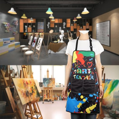 MBMSO Painting Artist Apron with Pockets Artist Painter Gifts Art Lover Gift for Art Teacher Student Painter Apron Waterproof - color: Art Teacher Apron-black