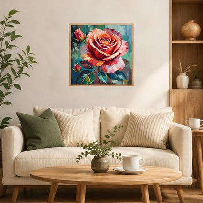 AUKELHJ Framed Paint by Numbers Kit for Adults, Rose, 10x10 inch - color: 11-Rose