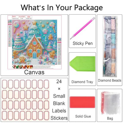 Shouruihua Quirky Gingerbread House & Candyland Diamond Art Kits | Candy House, Gem Art, Diamond Dotz Kits, Diamond Dots, Full Round Drill Diamond Painting Kits for Adults, 11.8x11.8 in - color: Candyland