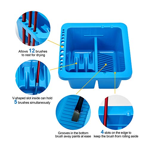 MyLifeUNIT Paint Brush Cleaner, Paint Brush Holder and Organizers for Acrylic, Watercolor, and Water-Based Paints (Blue) - color: Blue
