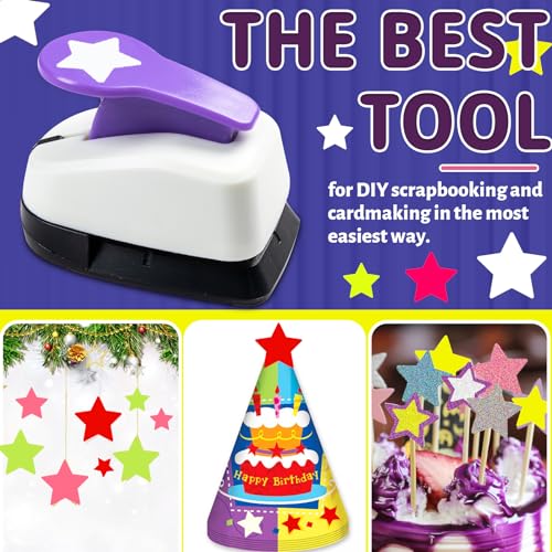 Star Punches for Paper Crafts 3/8", 1", 5/8" Set in Purple - size: 3/8 inch + 5/8 inch + 1 inch