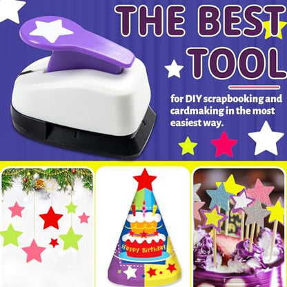 Star Punches for Paper Crafts 3/8", 1", 5/8" Set in Purple - size: 3/8 inch + 5/8 inch + 1 inch