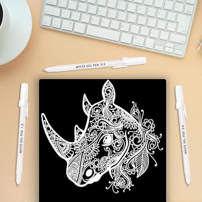 White Gel Pens, 3 Tip Sizes Pack White Ink Pen | Fine 0.5mm/Medium 0.8mm/Bold 1.0mm, For Art, Journaling, Drawing, Black Paper, Holiday Gifts & DIY Projects, DIY