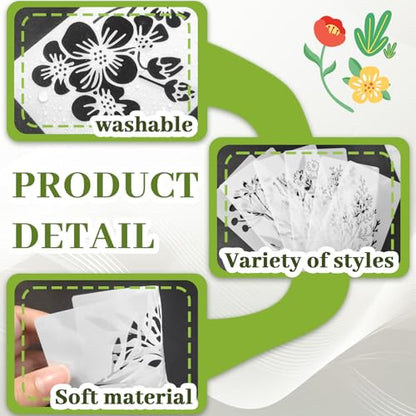 18 Sheet Reusable Flower Stencils for Painting,Stencils for Painting on Wood,Large Floral Stencil Templates with Leaf Vine Designs for DIY Crafts,Home Decor,Furniture Art - style: Art Deco