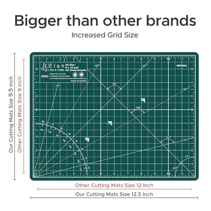 Elan Cutting Mat A4 Green, Self Healing Cutting Mat 9x12 Inch, 5-Ply Craft Board Green, Hobby Board for Crafts 9x12 Inch - style: 12 x 9"