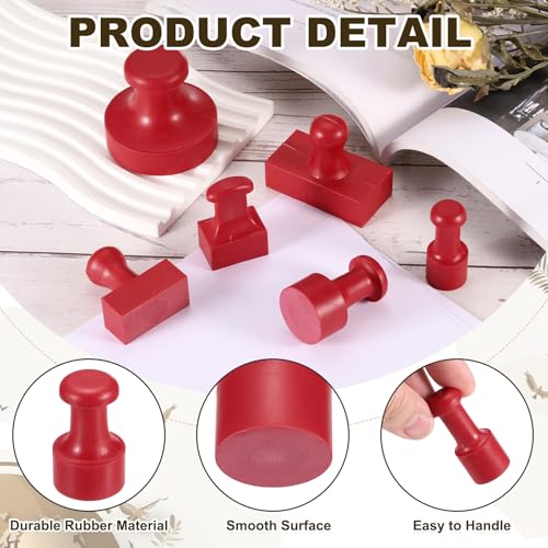 PATIKIL 30mm Stamp Rubber Round Handle, 2 Pcs Stamp Mounts Drawer Pulls for Carving Making DIY Crafting Scrapbooking, Red - size: 30x50mm