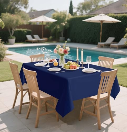 HEIPINIUYE 2 Pack Navy Blue Tablecloth Disposable 54 x 108 Inch Navy Blue Plastic Table Cloth Disposable Waterproof Rectangle Table Cover for Party Birthday Camping Picnic Tablecloths - color: Navy Blue Rectangle Tablecloth, size: 2 Pack