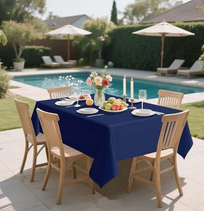 HEIPINIUYE 2 Pack Navy Blue Tablecloth Disposable 54 x 108 Inch Navy Blue Plastic Table Cloth Disposable Waterproof Rectangle Table Cover for Party Birthday Camping Picnic Tablecloths - color: Navy Blue Rectangle Tablecloth, size: 2 Pack
