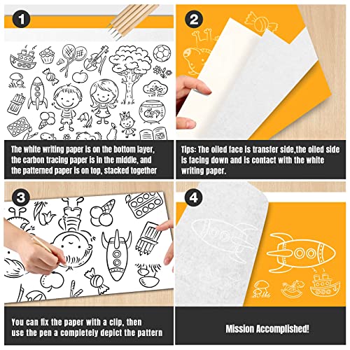 PSLER White Carbon Paper for Tracing - 30pcs Graphite Transfer Paper, A4 | Use with Tracing Paper, Carbon Copy Paper for Drawing Patterns on Wood, Canvas, Fabric, Artist Lettering & Sketching - color: white