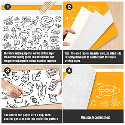 PSLER White Carbon Paper for Tracing - 30pcs Graphite Transfer Paper, A4 | Use with Tracing Paper, Carbon Copy Paper for Drawing Patterns on Wood, Canvas, Fabric, Artist Lettering & Sketching - color: white