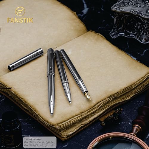 FANSTIK Customized Silver Luxury ballpoint pen, fancy gift set for women, Chrome Finish, Professional executive pen gift set for men (Lux Custom-BallPoint Silver) - color: B Cust-BallPoint Silver