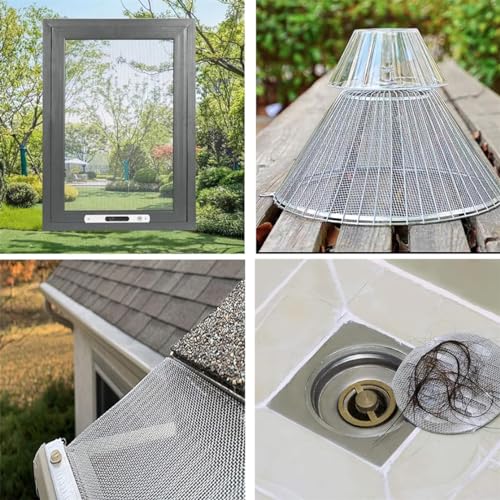 Woven Wire Mesh Stainless Steel Mesh Screen 15.7" x 78.7" Wire Mesh Window Screen Roll for Vent Cage Garden 40 Mesh