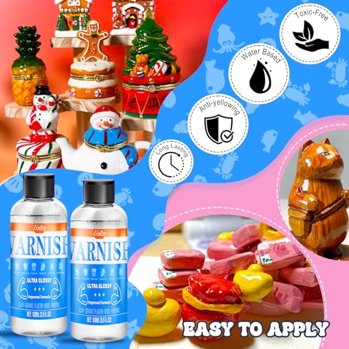 Air Dry Clay Glaze - 200ml Upgrade Formula Clay Varnish, Ultra Gloss Varnish Pottery Glaze, Clay Sealant to Prevent Scratches, Wear, Cracking - Quick Dry, Non-Toxic, Enhance Color Vibrancy - size: Gloss+Gloss