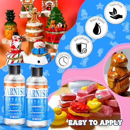 Air Dry Clay Glaze - 200ml Upgrade Formula Clay Varnish, Ultra Gloss Varnish Pottery Glaze, Clay Sealant to Prevent Scratches, Wear, Cracking - Quick Dry, Non-Toxic, Enhance Color Vibrancy - size: Gloss+Gloss