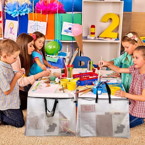 Outus 1 Pcs 19 x 25 Inches Art Portfolio Case Posters Transparent Storage Bag Portfolio Folder with Black Handle and Zipper Folder Organizer for Painting Bulletin Boards End of The Year Gifts - color: Black, size: 19 x 25 Inch