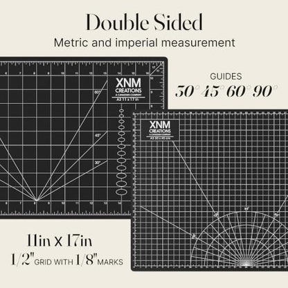 XNM Premium Self Healing Cutting Mat - 12 Inches by 18 inches - A3, 3 Layer Quality PVC Construction - Dual Sided, Imperial and Metric Grid Lines - Perfect for Cutting, Sewing, and Crafts - size: 18"L x 12"W