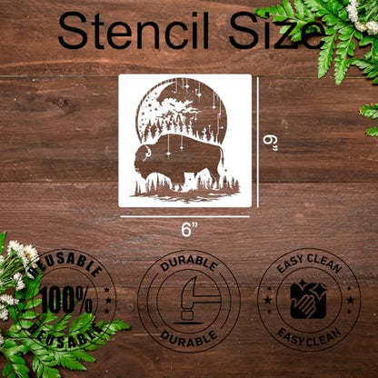 Bison Wood Burning Stencils Western Stencils 12" - style: Bison