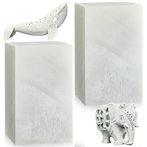 Sasylvia 2 Pcs Soapstone for Carving Block, 5 x 3 x 3 Inch, Soapstone Sculpture Carving DIY Arts Crafts for Block Seal Engraving Kit Adults - color: Beige, size: 5 x 3 x 3 Inch