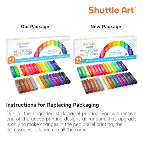 Shuttle Art Tempera Paint Sticks 30 Colors, Kids Safe, Washable Mess-Free | Fast Drying Solid Paint Sticks, Works Smoothly and Creamy on Paper, Wood, Glass, Ceramic and Canvas for Kids Art Creation - color: 30 colours