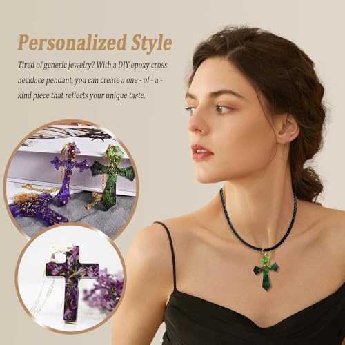 SWUAVD Cross Resin Molds, 9×7inch Epoxy Resin Cross Molds Silicone Molds for Keychain DIY Craft Necklace Jewelry Pendant Making Halloween Gifts