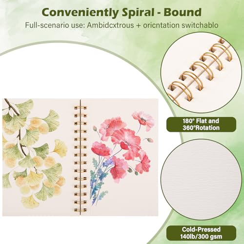 Qlmhudaim 5x7.5in Spiral Watercolor Paper Pad, 30 Sheets - size: 5”×7.5“