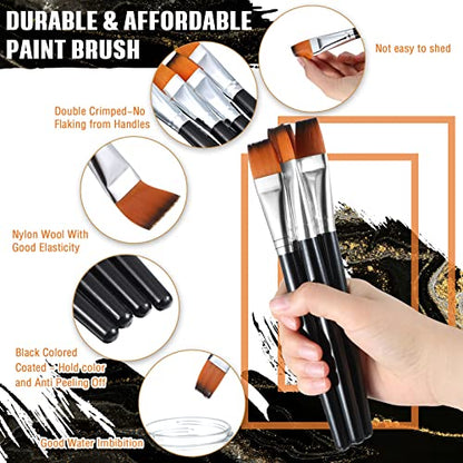 Zonon 10 Pcs 3/4 Inch Flat Paint Brushes Acrylic Painting Craft,Brown - color: Black