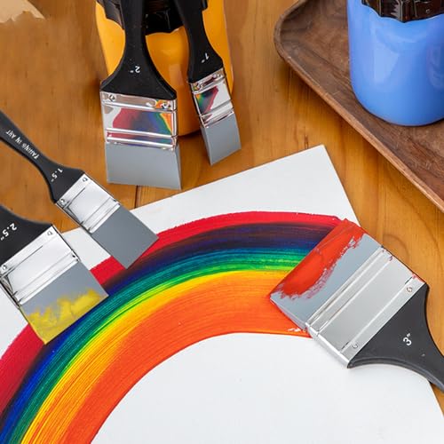 Falling in Art 5Pcs Silicone Paint Brush Set, Flat Shaped Painting Tool - size: 1''&1.5''&2''&2.5''&3''