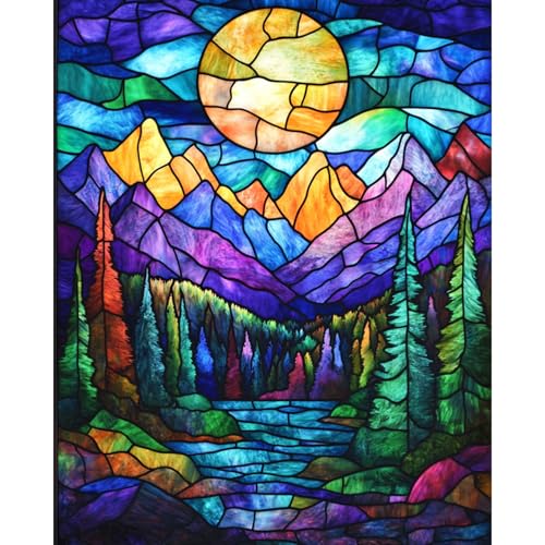 obterie Mountains Paint by Numbers Kit for Adults Beginner Sun Oil Painting Kit Adult Paint by Number Kits on Canvas DIY Painting for Beginners Art by Numbers for Gifts Home Wall Decor 16x20 Inch - color: YF028