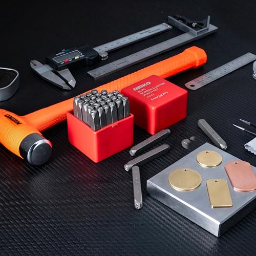 NEIKO 02633A Number and Letter Punch Set with Heat-Treated Steel Punches, Imprinting & Arts and Crafts, 3/16" (5 MM) Shaft, 36 Pc Stamp Set, Uppercase Letter & Number Punch Set (A-Z / 0-8 / "&") - size: 5mm - 3/16"