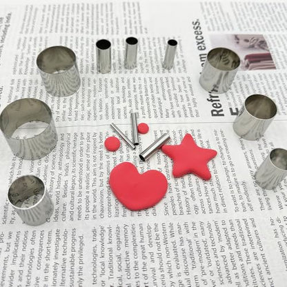 52PCS Stainless Steel Clay Cutter Round Circle Shape Cutter Ceramics Dotting Baking Ring Mold Cutter for Polymer Clay Pottery Handmade DIY Craft (52)