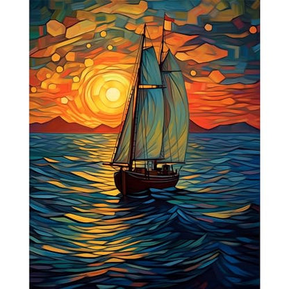 Natuyalo Paint by Numbers for Adults - DIY Adult Paint by Number Kits Painting on Canvas Sailboat Painting by Numbers for Beginners, Sunset Landscape Art Craft Kits for Adults (16x20 Inch) - color: ART-03