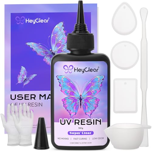HeyClear 100g UV Resin kit with Molds, Tools for Beginners Jewelry Making - size: 100g kit