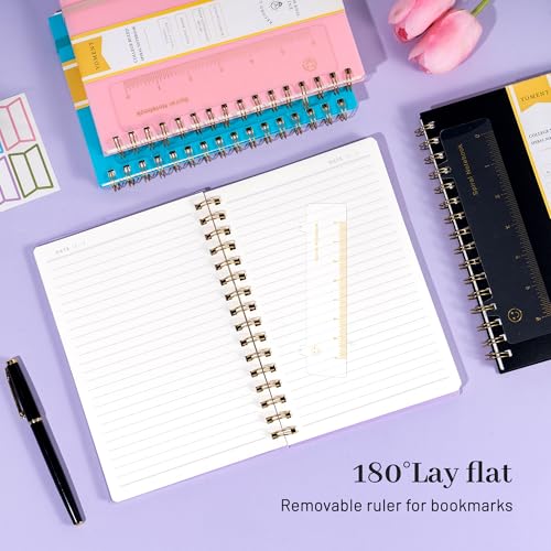 Yoment Spiral Notebook College Ruled A5 Spiral Bound Journal 160 Pages | 100 GSM Thick Paper Plastic Hardcover Spiral Notebook 5x7 Wire Bound Notebooks for Work School Office Supplies, Purple - color: Purple, style: C - Line - A5