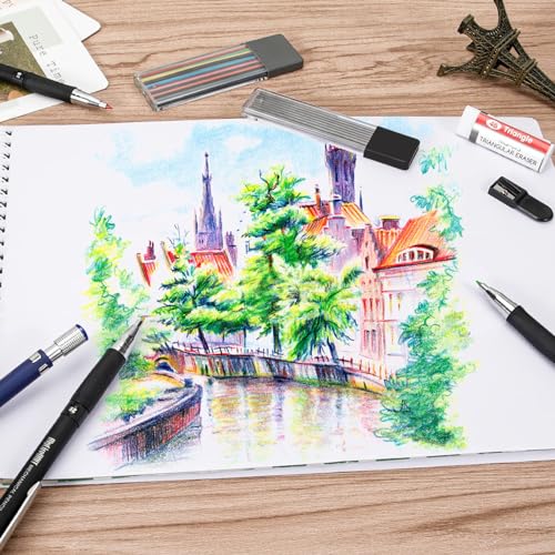 MyLifeUNIT 22 Pcs 2.0 mm Mechanical Pencils Set, 8 Pcs Lead Pencils with 10 Case Lead Refills 2B, HB Black & Colors, 2 Pcs Erasers and 2 Pcs Sharpeners for Drawing, Sketching and Drafting - color: Multicolor