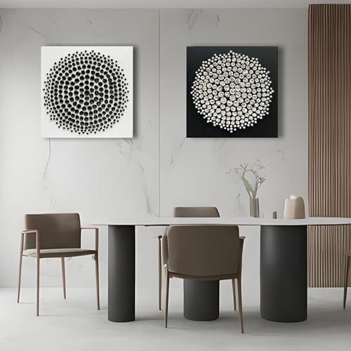 Art Hand Painted Black and White Abstract Texture Art Oil Painting Modern Art Canvas Wall Art Deco 24x24 inches - color: Yi071