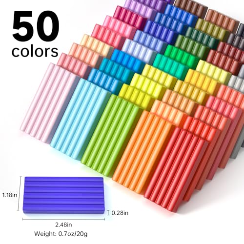 Shuttle Art Polymer Clay Kit, 50 Colors Oven Bake Clay for Kids with 19 Carving Tools and 10 Accessories, Non-Sticky, Non-Toxic, Ideal Gift for Kids - color: 50 Colors