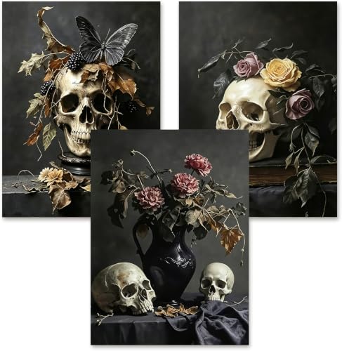 3 Pack Skull Diamond Art Kits for Adult Diamond Painting Kit for Beginner | Skeleton 5D DIY Diamond Dots Full Drill Crafts for Gem Art Dot Art for Adults Home Wall Decor for Teens Boys Girls 12x16 inch - color: DP04609
