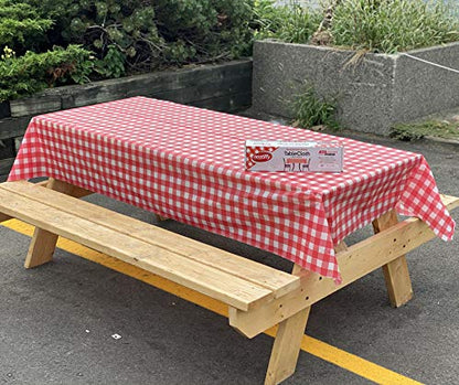 Neatiffy Disposable Plastic Tablecloth Roll | Indoor/Outdoor Table Cloth | Table Cover for Rectangle, Square, Round Tables | Picnic, Party, Banquet, Birthday, Wedding - 54 in x 108 ft - Red Checkered - color: Red Gingham