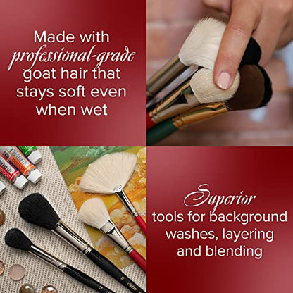 Silver Brush Limited Silver Mop White Round Oil Paintbrush, Size 16 | Acrylic, Watercolor, Pastels, Charcoal, Short Handle, Flagged Bristle, Soft Natural Goat Hair, Wash, Blending, Softening - size: Size 16